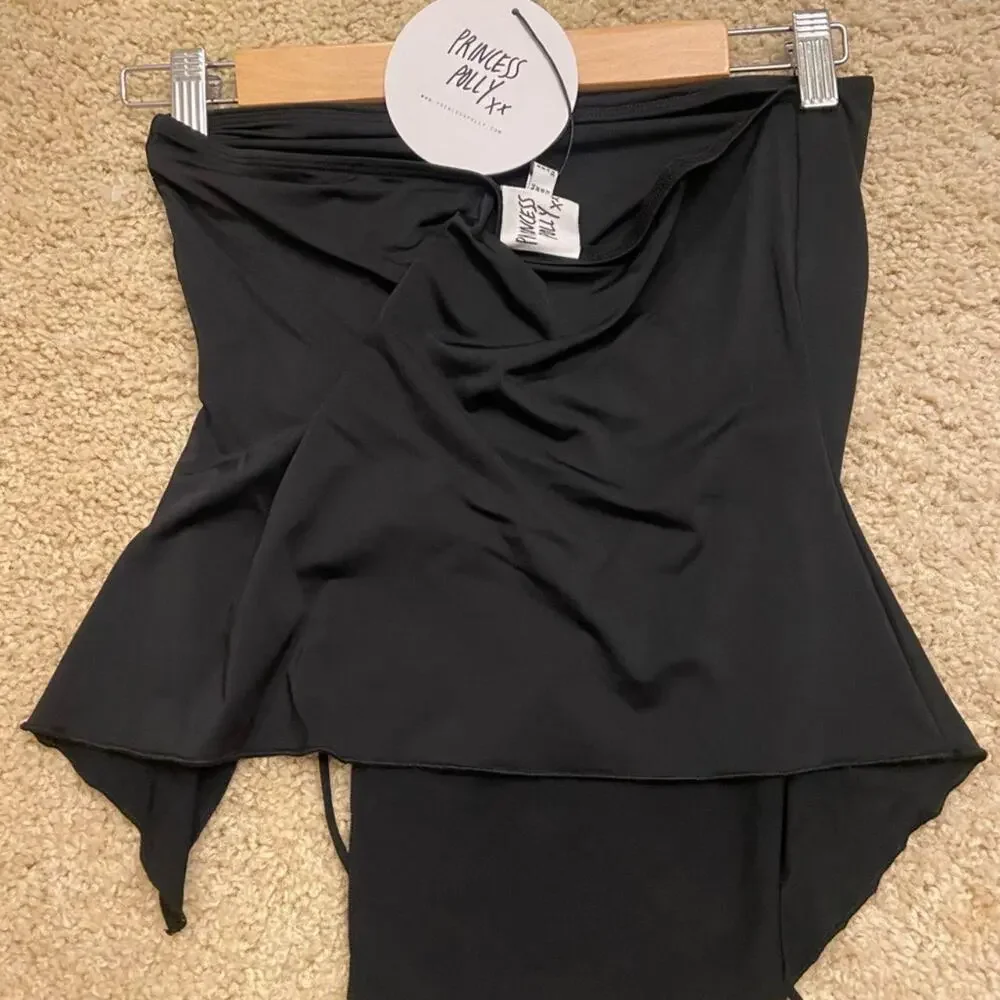 Princess polly black asymmetrical ruched